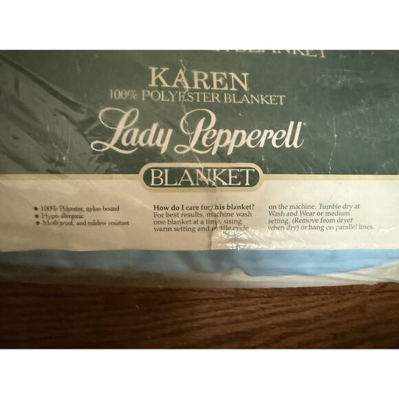 Lady Pepperell Blanket Karen Blue Floral Twin/Full Vintage Satin Trim 72x90 NOS - Picture 5 of 9